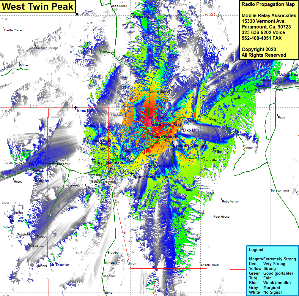 heat map radio coverage West Twin Peak